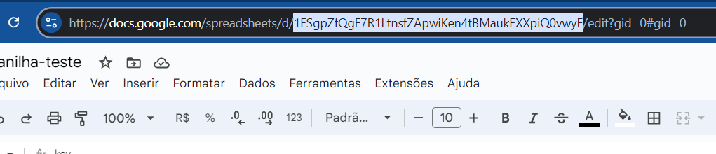 The key of the Google Sheet.